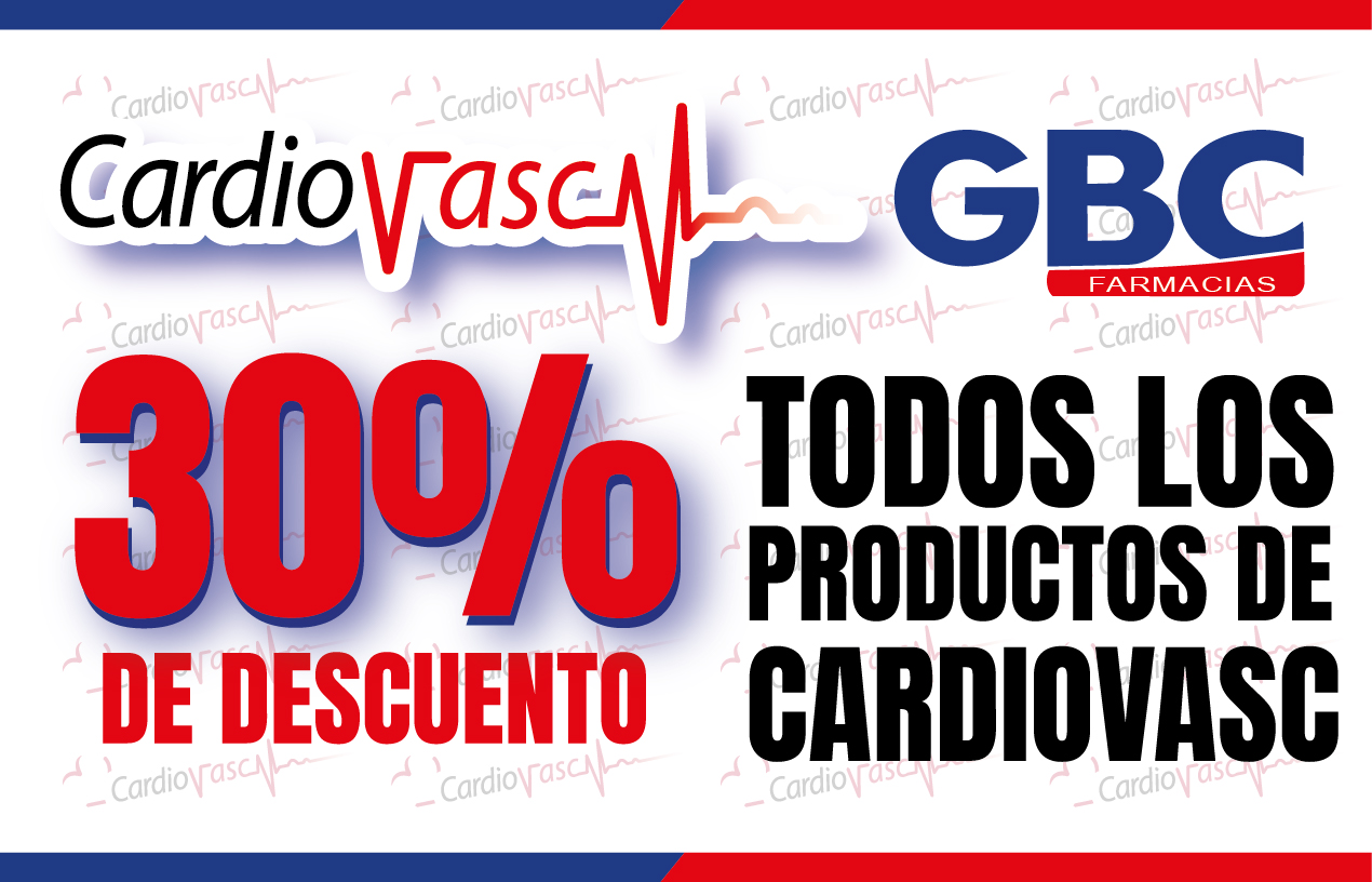 Promoción 30% de descuento en productos Cardiovasc en GBC Farmacias
